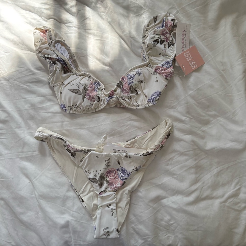 Dippin' Daisy's Floral Bikini in Cream and Purple